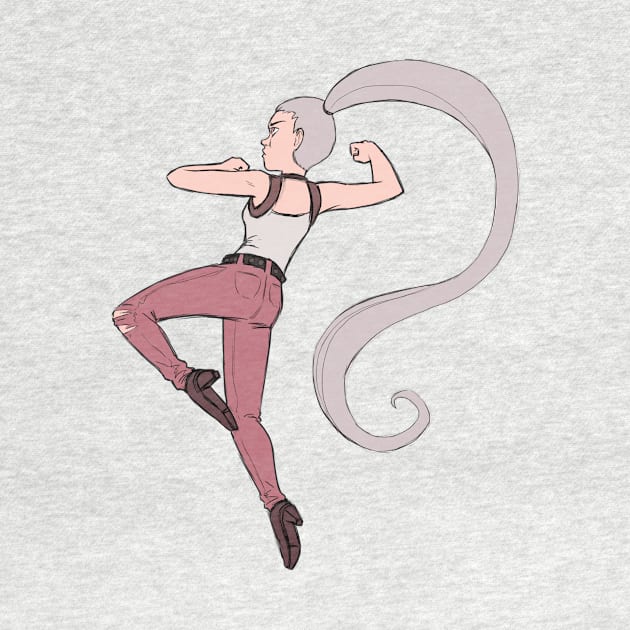 Jump Kick Battle Girl in Burgundy Tones by PaperRain